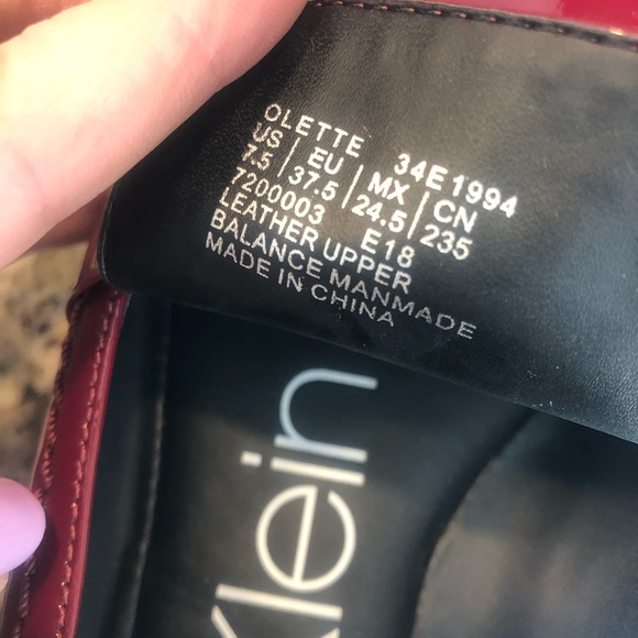 Calvin Klein Red Patent Leather Loafers 7.5 - Picture 3 of 6